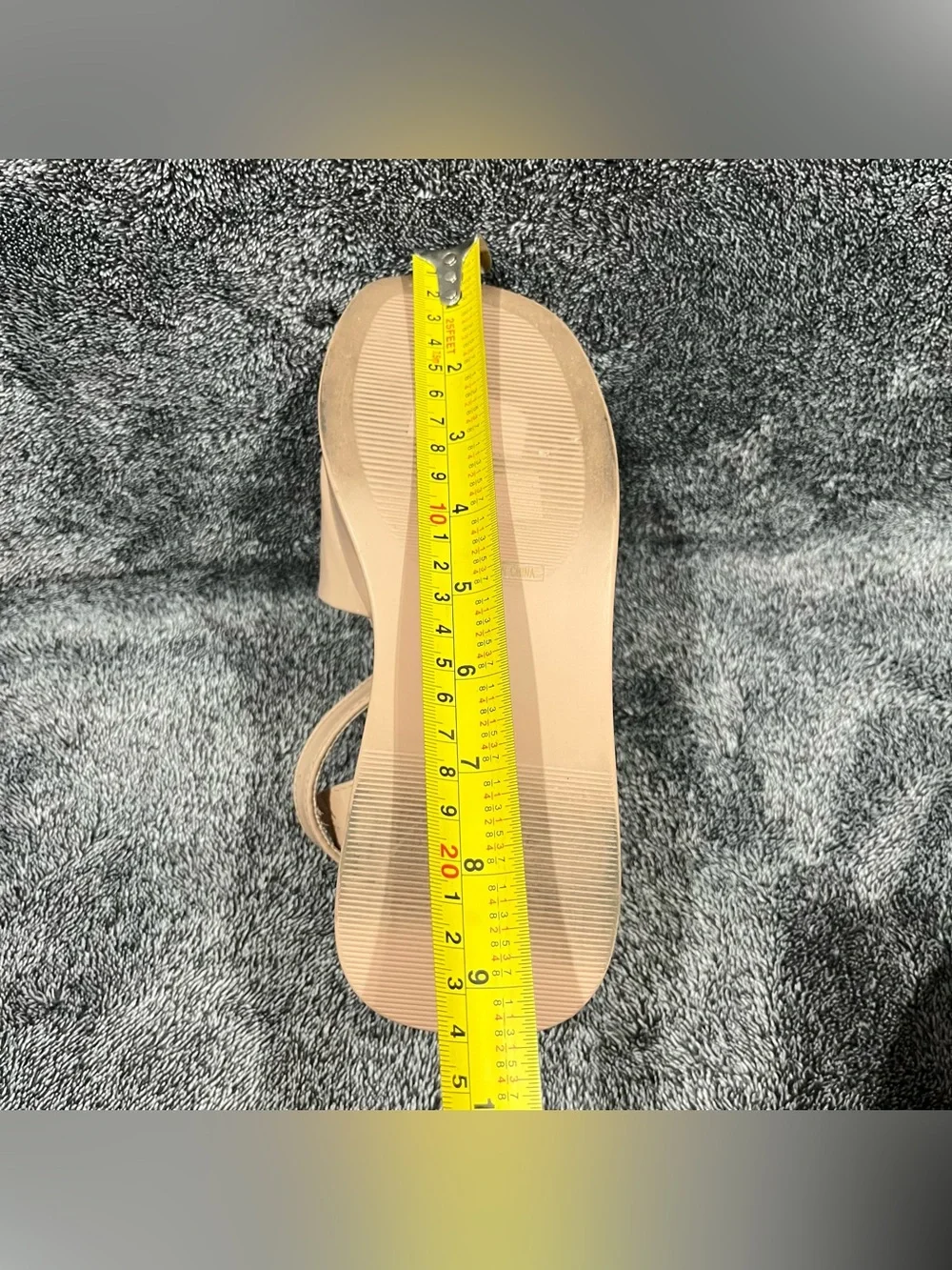 BAMBOO Nala-04 Women's Single Band Wedge Platform Sandal nude/beige size 7-7.5